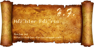 Hübler Fóris névjegykártya